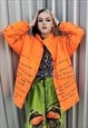 GRAFFITI LETTER BOMBER QUILTED PUFFER JACKET IN ORANGE