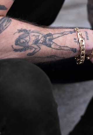 8MM 8K GOLD PLATED CHUNKY CURB LINK BRACELET