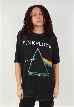 "Vintage pink Floyd blue graphic see through style t shirt