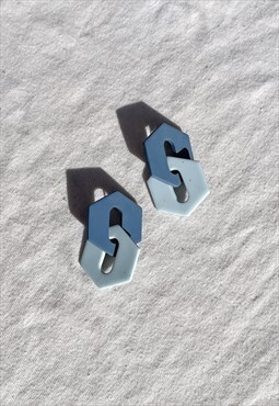 Handmade Blue Link Earrings Modern Hypoallergenic