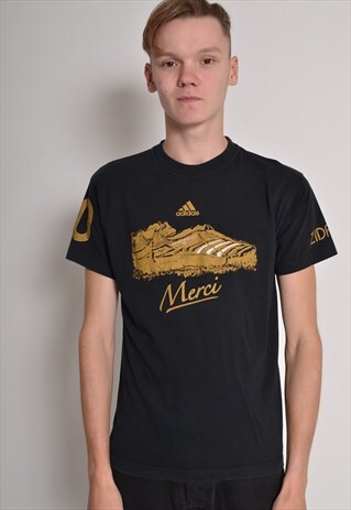 VINTAGE ADIDAS ZIDANE CREW NECK T-SHIRT BLACK
