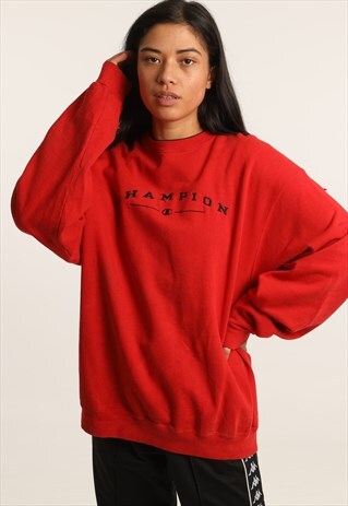VINTAGE CHAMPION EMBROIDERED SPELLOUT SWEATSHIRT
