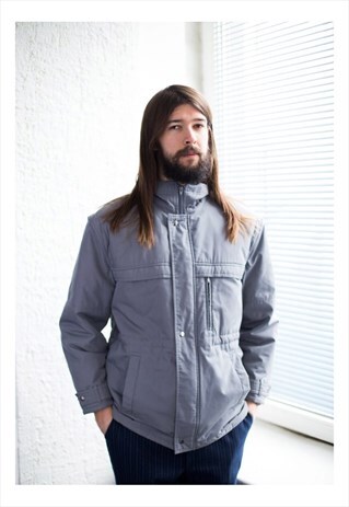 VINTAGE 80'S GREY HIGH COLLAR JACKET