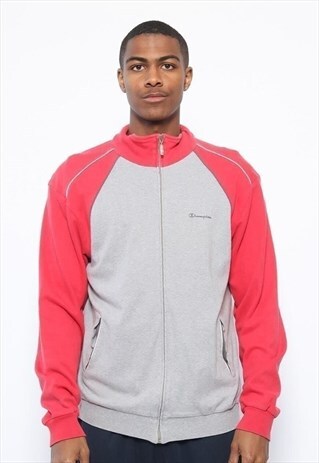 VINTAGE CHAMPION BIG LOGO FULL ZIP SWEATSHIRT RED