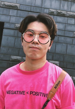COLOUR BLOCK ROUND SUNGLASSES WITH BROW BAR
