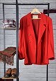 80s Vintage Winter Jaegar Red Long Tailored Gold Button Coat