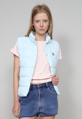 VINTAGE 90'S MONCLER BABY BLUE PUFFER VEST