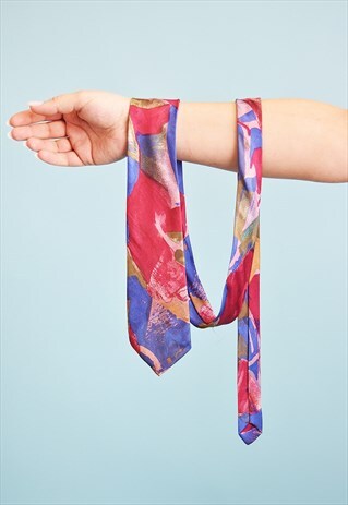 VINTAGE 80'S RETRO ABSTRACT PATTERN PRINT TIE