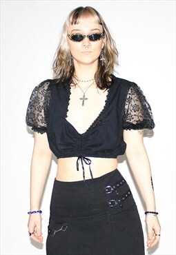 Vintage 90s cute loose summer top in black