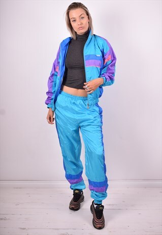WOMENS VINTAGE FULL TRACKSUIT MEDIUM BLUE 90'S