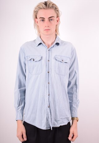 WRANGLER MENS VINTAGE DENIM SHIRT SMALL BLUE 90S