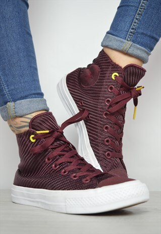 VINTAGE 90S CONVERSE BURGUNDY WOVEN HI-TOPS RETRO GRUNGE
