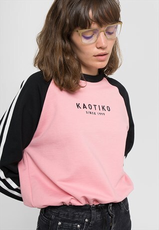 BASIC SWEATSHIRT "NICE" PINK / BLACK
