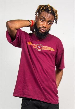 90'S VINTAGE NIKE VIRGINIA TECH BURGUNDY T-SHIRT