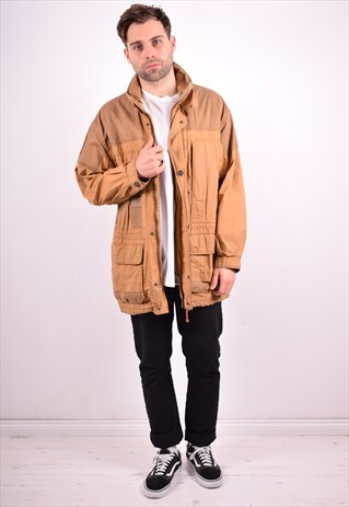 CAMEL MENS VINTAGE MILITARY JACKET LARGE BEIGE 90'S