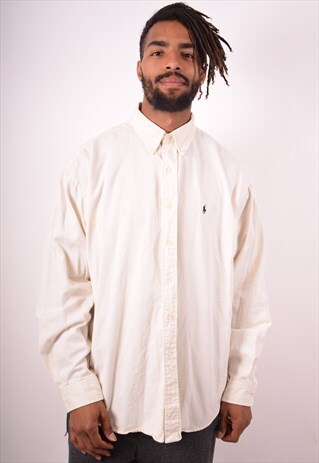 RALPH LAUREN MENS VINTAGE SHIRT XL WHITE 90S
