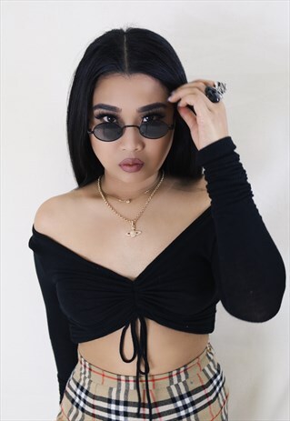 BLACK 90S Y2K ROUND SUNGLASSES SHADES