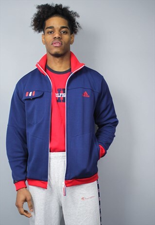 VINTAGE ADIDAS BLUE AND RED GREAT BRITAIN TRACKSUIT JACKET