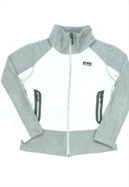 Patagonia fleece grey white two tone zip up