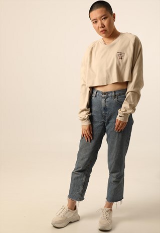 VINTAGE NIKE EMBROIDERED COLLEGE CROPPED SWEATSHIRT