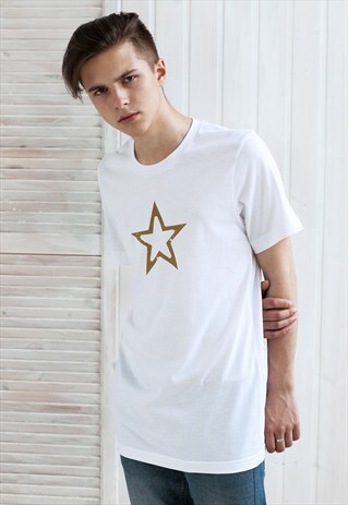STAR T SHIRT - GEOMETRIC ABSTRACT MINIMAL MINIMALIST WHITE