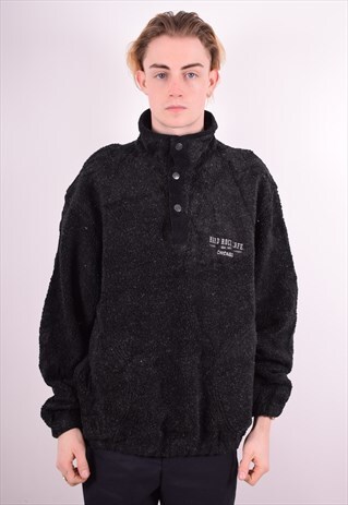 HARD ROCH CAFE MENS VINTAGE FLEECE JUMPER LARGE BLACK 90S