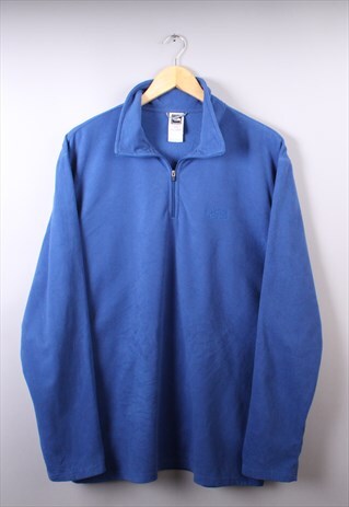 MENS VINTAGE THE NORTH FACE BLUE QUARTER ZIP FLEECE JUMPER
