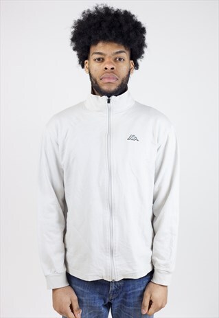 VINTAGE 90S KAPPA BEIGE ZIP-UP SWEATSHIRT