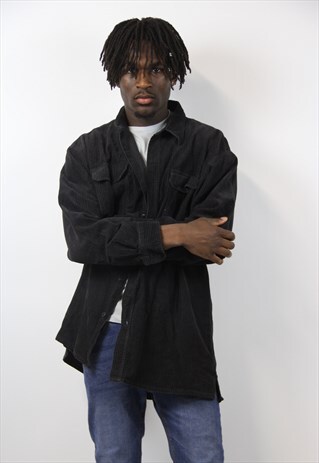 VINTAGE CORD BLACK SHIRT