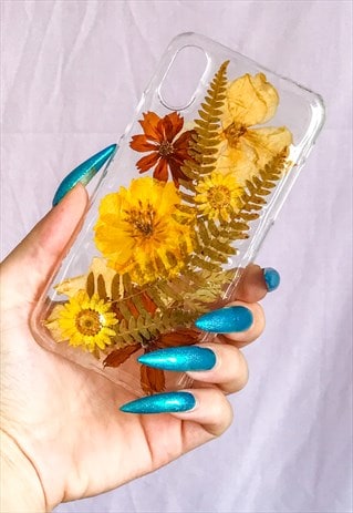 iPhone X and XS Pressed Flowers Clear Phone Case