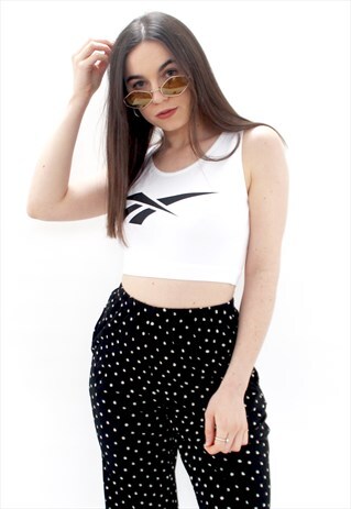 90'S RETRO WHITE & BLACK CROP TOP/ SPORTS BRA