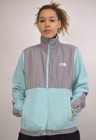 VINTAGE 90S THE NORTH FACE TURQUOISE GREY FLEECE JACKET