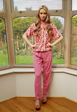 VINTAGE PINK FLORAL JUMPSUIT PLAYSUIT