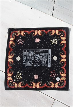Vintage Diesel black/multi color floral paisley scarf
