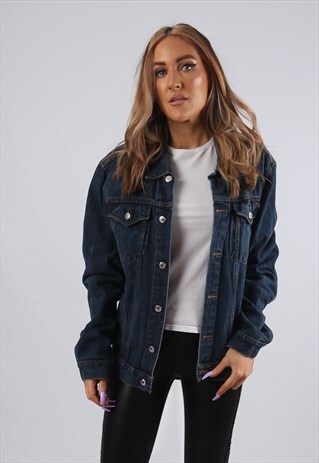 VINTAGE DENIM JACKET OVERSIZED FITTED UK 14 L (HB6I)