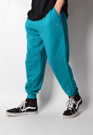 VINTAGE 80S GREENISH BLUE PUMA SWEATPANTS