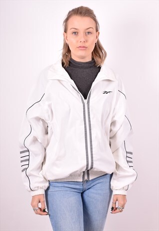 REEBOK WOMENS VINTAGE TRACKSUIT TOP JACKET XL WHITE 90S