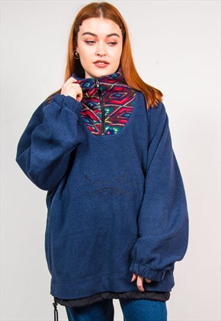 VINTAGE 90'S BLUE QUARTER ZIP FLEECE JUMPER