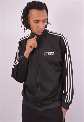 VINTAGE ADIDAS TRACKSUIT TOP JACKET BLACK