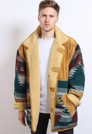 VINTAGE AZTEC NAVAJO FLEECE LINED JACKET