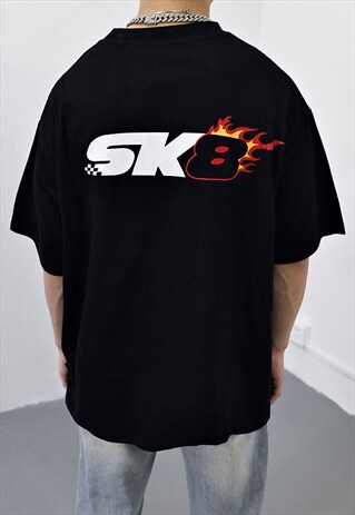 Black Graphic oversized T shirt tee Y2K