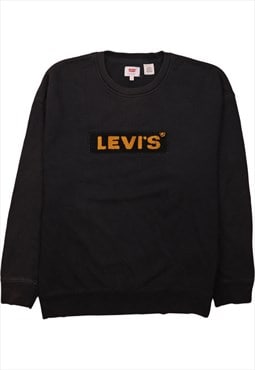 Vintage 90's Levi's Sweatshirt Spellout Crew Neck Black