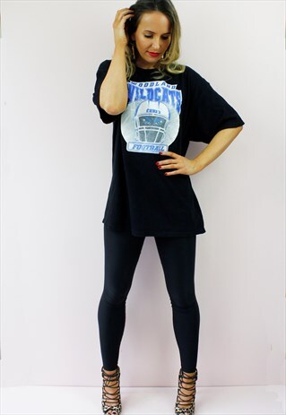 VINTAGE 90'S BLACK PRINTED SLOGAN SHORT SLEEVE T- SHIRT TOP