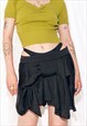 VINTAGE BENETTON SKIRT Y2K FRILLY DEADSTOCK MINI BLACK SATIN