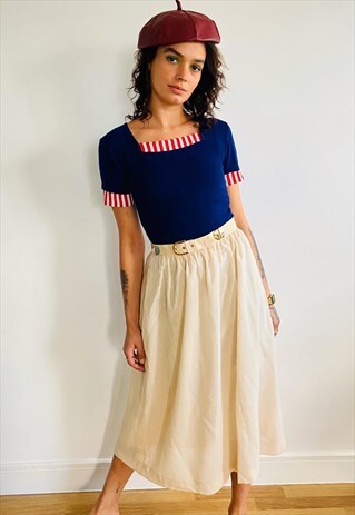 CREAM MIDI SKIRT