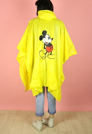 VINTAGE DISNEY MICKEY MOUSE YELLOW RAIN PONCHO MAC