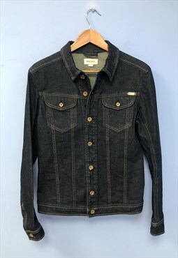 00s Denim Jacket Dark Wash Blue Cotton 
