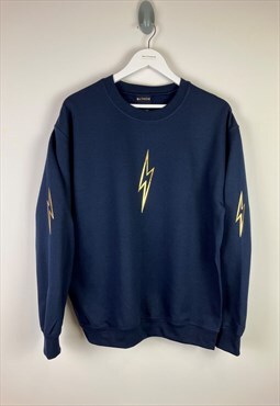 Gold Outline lightning bolt sweatshirt- Navy unisex