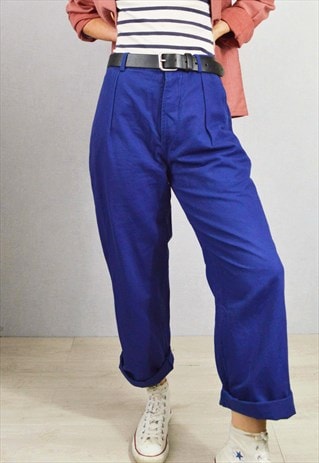 UNISEX HIGH WAISTED FRENCH WORK PANTS STRAIGHT LEG