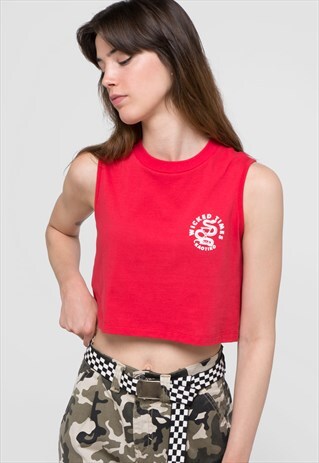 RED CROP TOP "WICKED TIMES"